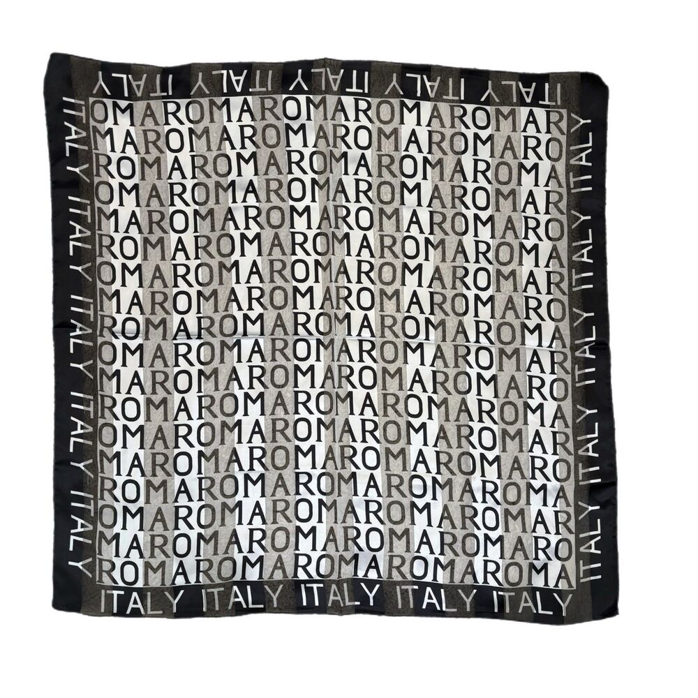 Vintage Womens Souvenir Chic Italian Scarf 40x40 Roma Italy Old Money Capsule